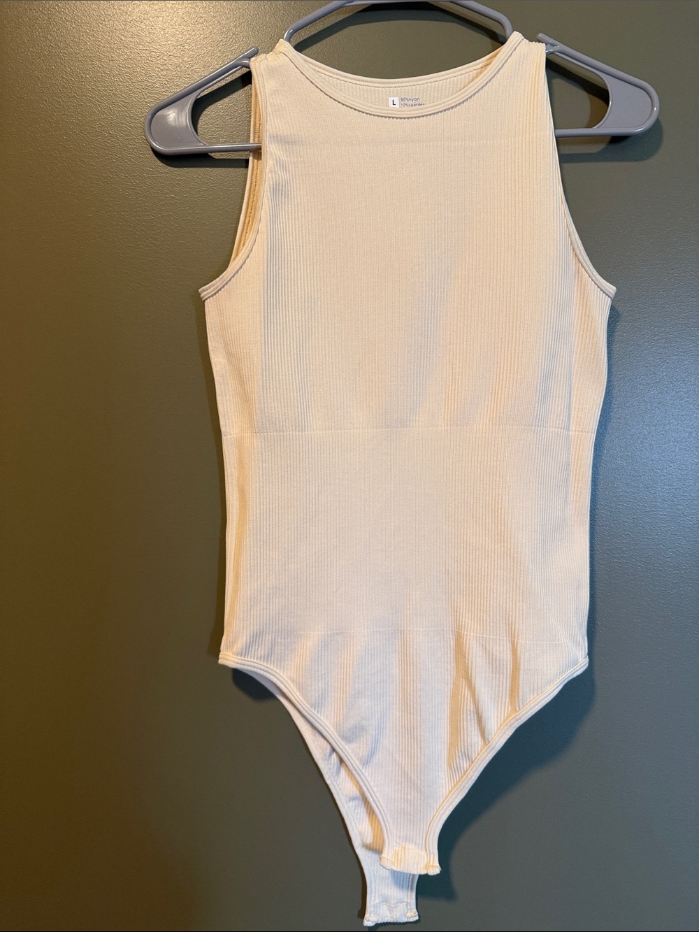 Ribbed Sleeveless Bodysuit in Cream